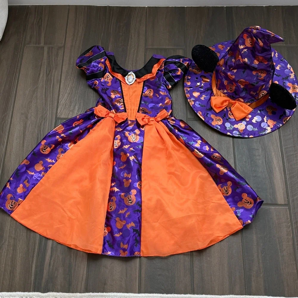 Disney Store Parks Minnie Mouse Girls 5/6 Witch Costume and Hat